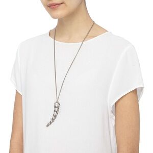 THE KOOPLES Horn Pendant Necklace Rhinestone Pavé Talon Statement Chain